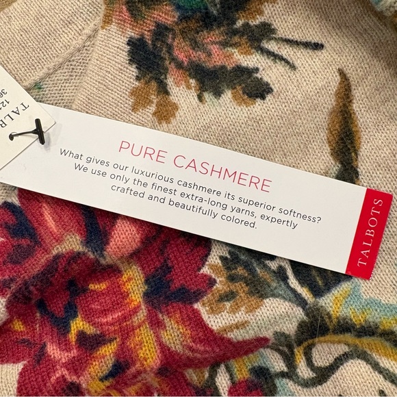 Talbots Audrey Splendid Floral 100% Cashmere Sweater 3/4 Sleeve Size Medium NWT - Picture 9 of 12